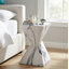 Table d'appoint moderne en béton 18,5 po - Table d'appoint cannelée en faux marbre pour patio, jardin et salon
