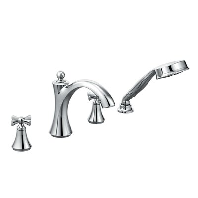 Wynford Double Handle Deck Mounted Roman Tub Faucet Trim with Diverter -  Moen, T658