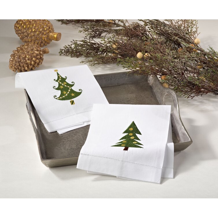 Linen Hemstitch Guest Hand Towel - Set of 2