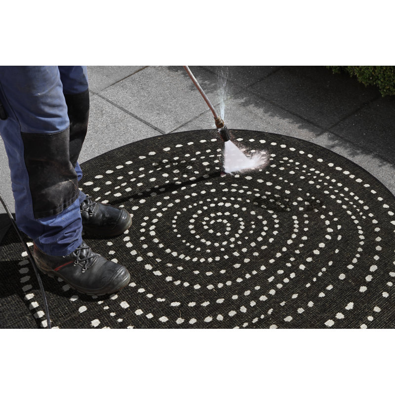 Bali Flatweave Black/White Rug, Round 200cm