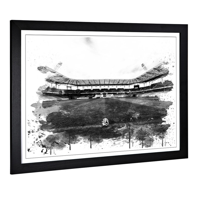 Football Pitch Ball - Wall Art, 45cm H x 62cm W, Framed Picture
