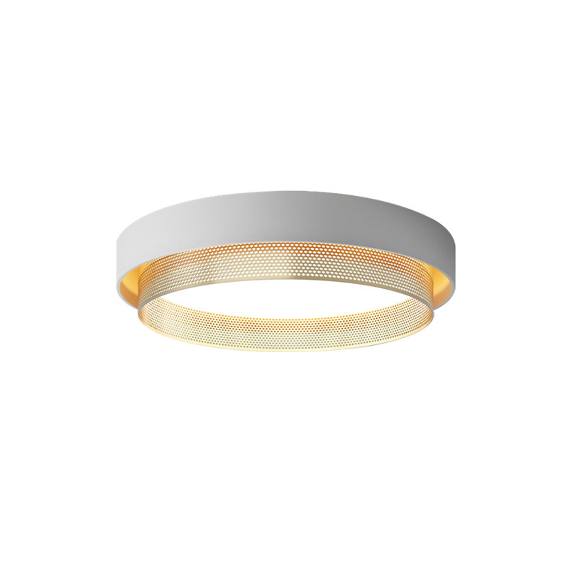 Plafonnier encastré rond à niveaux Pesach, Blanc / Doré, 6 000 K