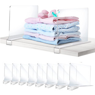  8 Pack Shelf Dividers for Closet Organization - Acrylic Shelf  Divider for Clothes, Handbags, Sweaters, and Purse - No Tools Required  Closet Organization - Multi-Functional Wood Closet Separator Clear : Home &  Kitchen