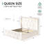 Lit plateforme Queen Size avec tête de lit rembourrée et lampe de lecture, beige-388962072-388962078