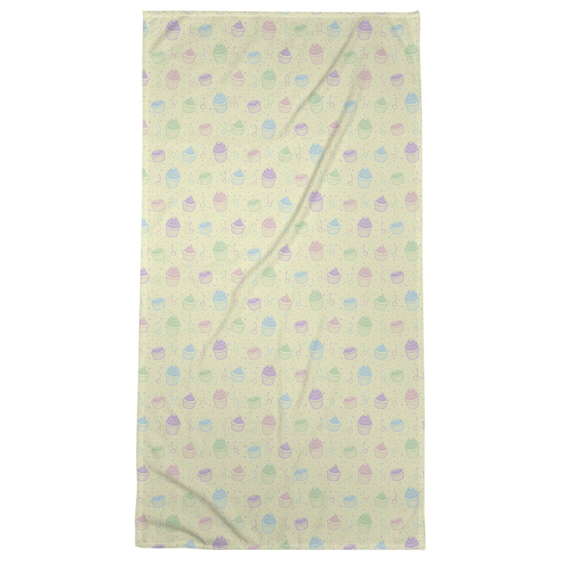 Serviette de bain classique cupcake, Jaune