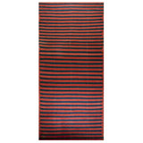 Red Background Blue Stripped Antique Oversized Flat Woven Indian Dhurrie Rug