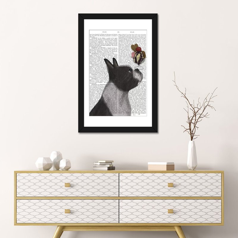 « boston terrier ice crème on print background », reproduction sur toile tendue Fab Funky, H 24 po x l 16 po x P 1 po, Blanc