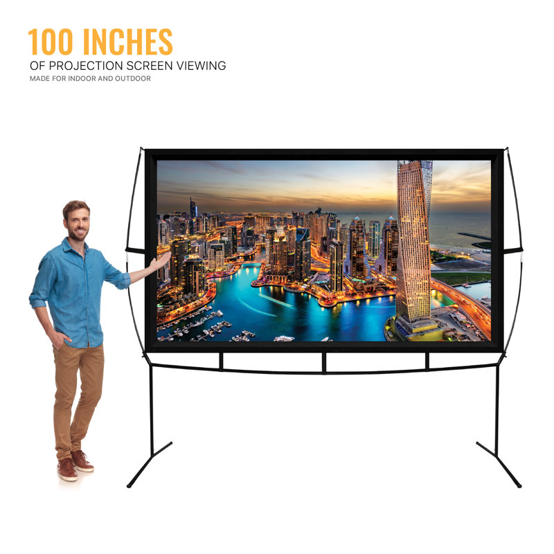 Écran de projection portable d'extérieur avec support, H 51 po x l 90 po