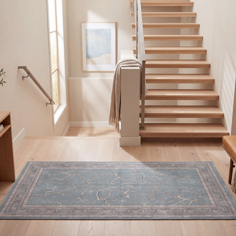 Tapis Vaughn moderne à poils courts, style aquarelle abstraite, bleu sarcelle, beige, gris, brun et blanc, lavable en machine, antidérapant, pour intérieur et extérieur, adapté aux animaux domestiques, idéal pour le salon, la chambre, la salle à manger, l'entrée, le couloir ou le bureau.