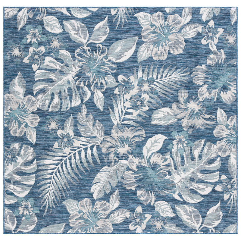 Girtman Sunrise Performance Floral Indoor/Outdoor Area Rug, Square 6'7"