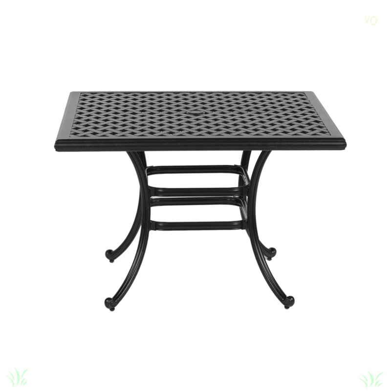 Ensemble de salle à manger carré en aluminium pour 4 personnes avec coussins Square, Brun antique