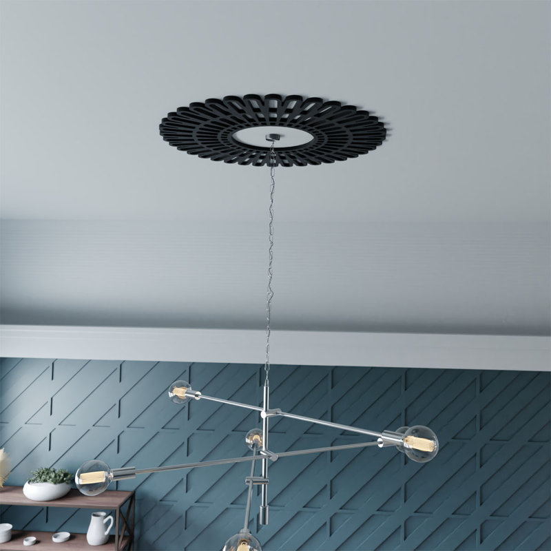 16 po x 6 po x 6 po x P 1/2 po, médaillon de plafond en PVC de qualité architecturale, noir, H 16 po x l 16 po x P 0,5 po