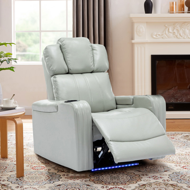 Fauteuil inclinable pivotant en cuir Khymir Vegan, Gris