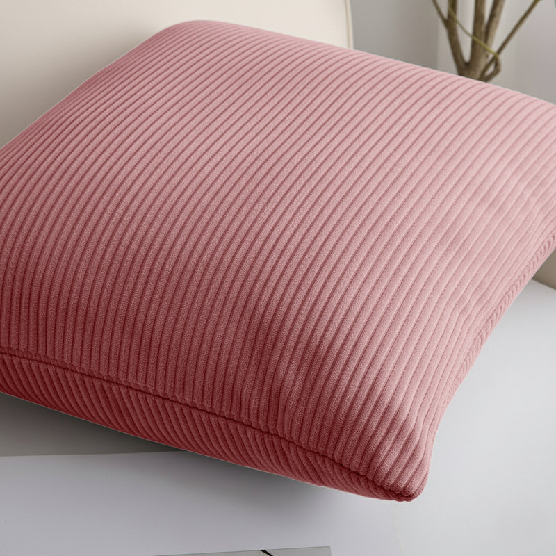 Square Pattern Cushion Cover-(Pack of 2), Light Pink Striped
