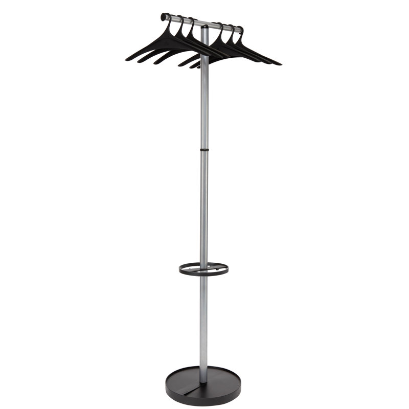 Metal Freestanding Coat Rack, Wood/Silver Grey