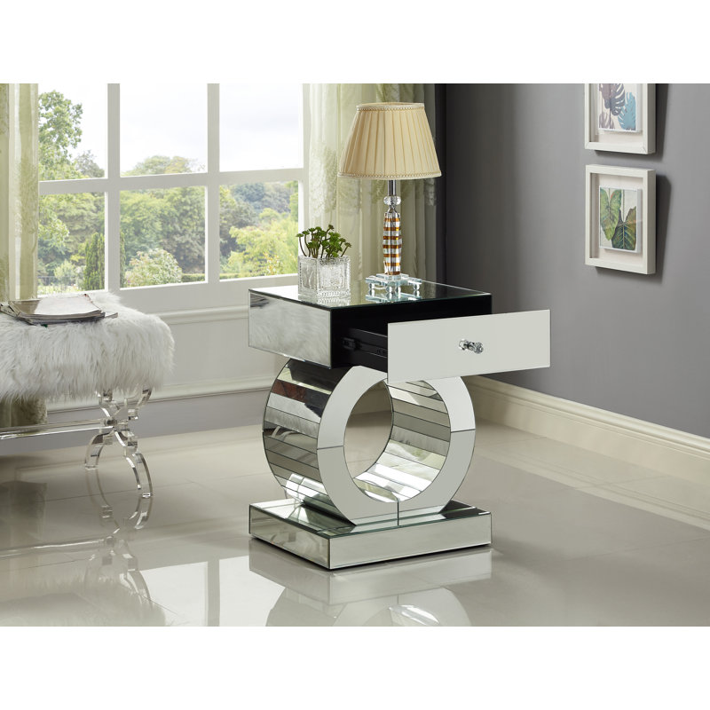 Matthieu Mirrored Glass Top End Table