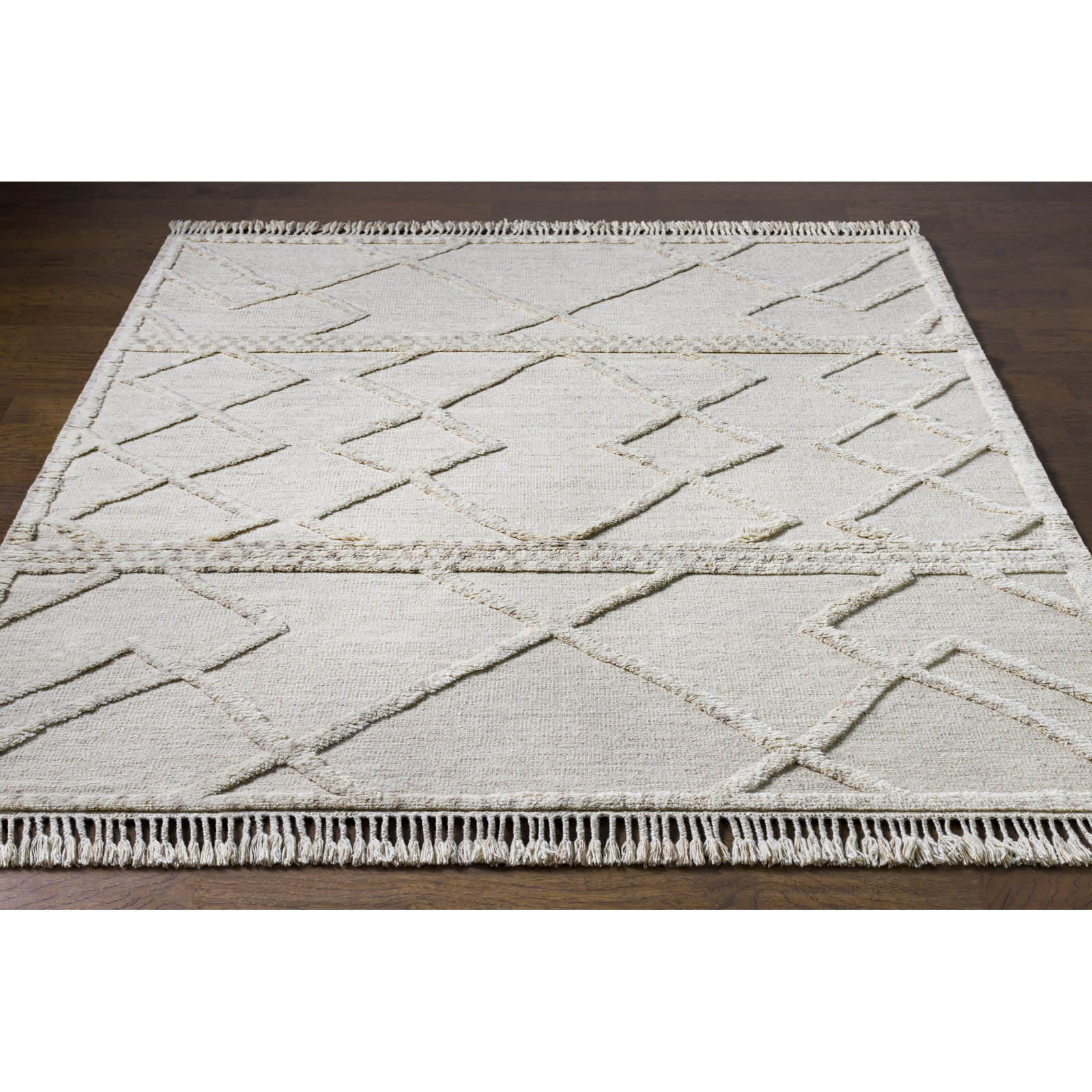 Leanna Hand-Knotted Beige Moroccan Rug, Rectangle 2' x 3'