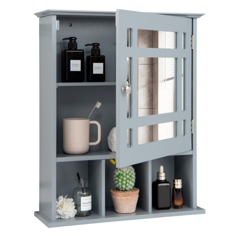 Beore Wall Mounted Mirrored Bathroom Cabinet, Gray