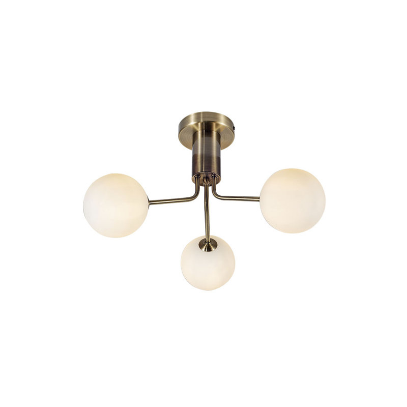 Gabrielson Glass Semi Flush Mount, Antique Brass