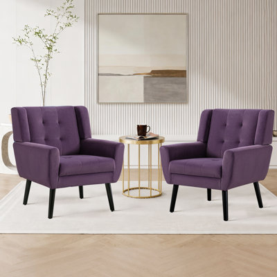 Tufted Upholstered Wide Back Armchair（Set of 2）