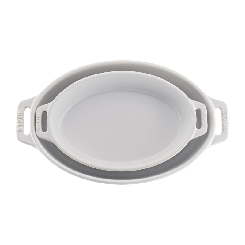 White Ceramic 2-Piece Oval Baking Dish Set