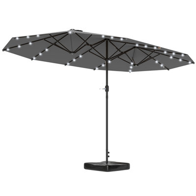 Large Patio Umbrellas Steel Double Sided Solar Led Shade For Garden