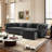 89" Velvet Upholstered Chesterfield Sofa King-Size Pull-Out Sofa Bed, Convertible Sleeper Couch with 4 Pillows, Gray-1286770924