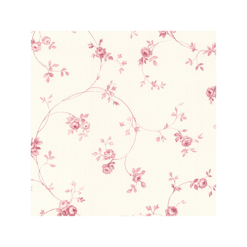 Papier peint Amaranthine Rose, Rose / rose / crème