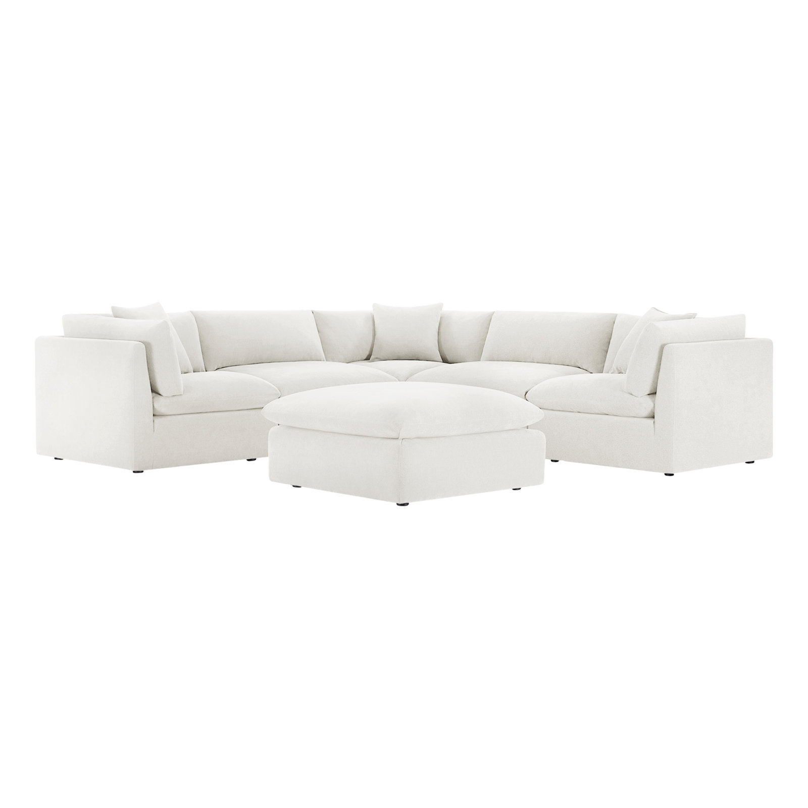 Annabella 6 - Piece Modular Upholstered Corner Sectional, Elite Ivory Textured Performance Chenille