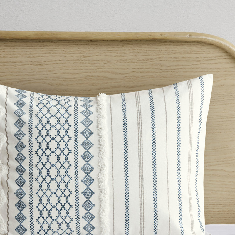 Full Blue and White Cotton Down Alternative Comforter Set