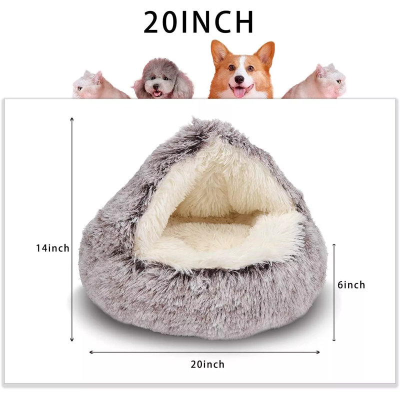 Lit pour chat d'hiver chaud et moelleux, Moyen (L 19,6 po x l 6 po), Brun