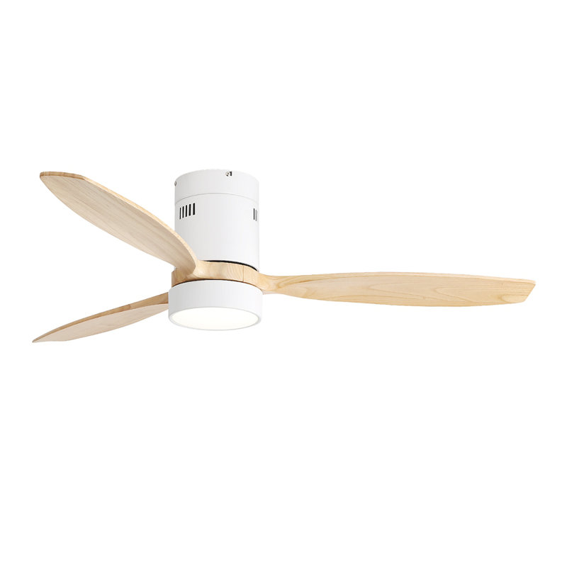 Ventilateur de plafond encastré de 52 pouces DC 3 ventilateur en bois massif Pales ventilateur à télécommande réversible avec lumière