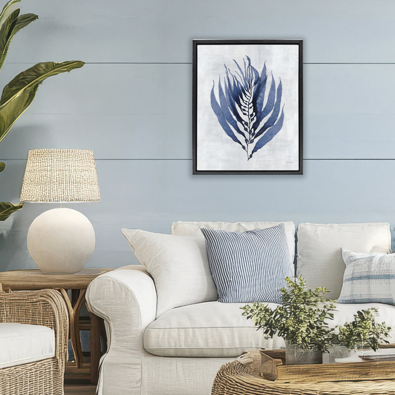Cadre flottant Seaweed Algae Sprig, design par Amber Sterling, Cadre flottant noir de jais, H 21 po x l 17 po