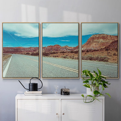 New Mexico Drive I - 3 pièces, cadre photo flottant sur toile