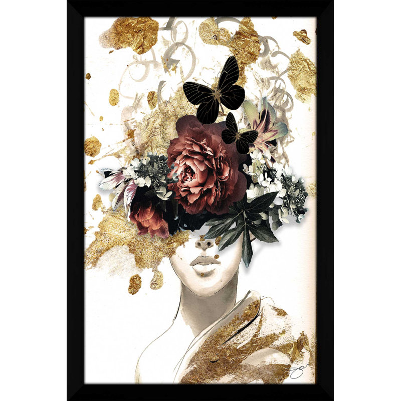 Fleurs antiques (verticales) par Jodi - impression, Impression encadrée, H 49,5 po x l 33,5 po, Noir
