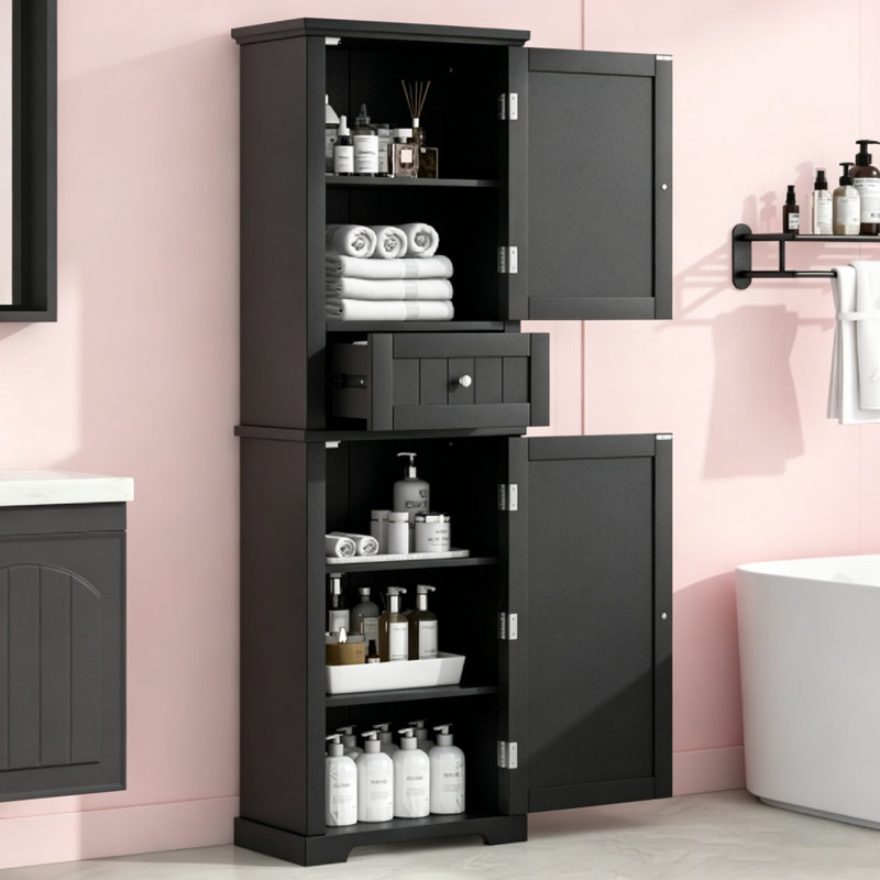 Tall Bathroom Storage Cabinet, Black