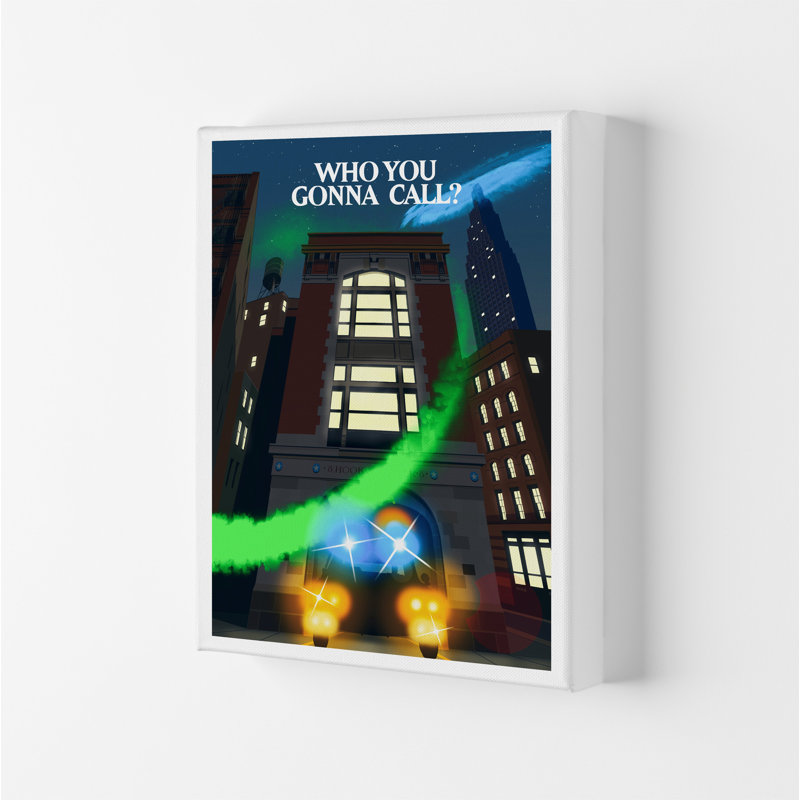 Ghostbusters Night by Richard O'Neill - Print, 29.7cm H x 21cm W x 4cm D, Wrapped Canvas