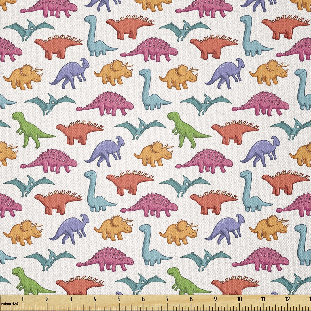 Stoff als Meterware, Bunte Kinder-Muster, Dinosaurier, Mehrfarbig