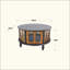 Table basse ronde à trois portes avec rangement, table basse moderne en placage de bois véritable, idéale pour le salon, un appartement ou un bureau, idéale pour les petits espaces-917362426