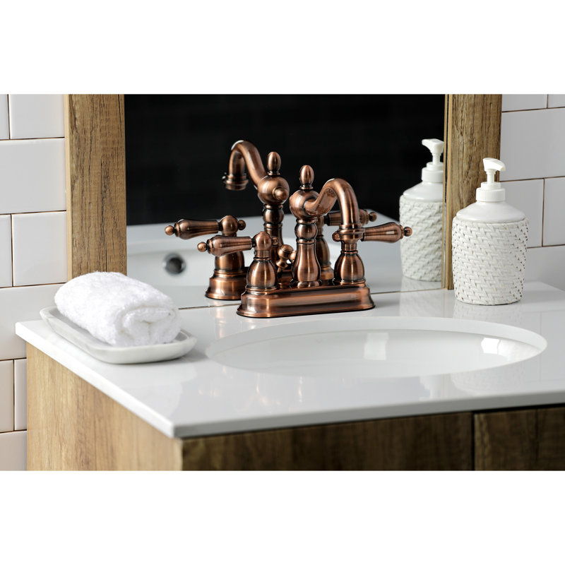 Robinet de salle de bain avec drain Heritage Centerset, Cuivre antique