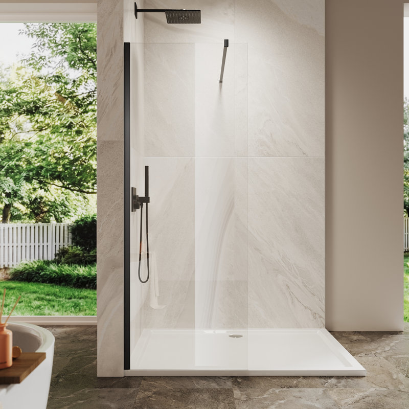 28”W*74”H Frame-less Shower Screen with 8mm Easy-clean Clear Glass
