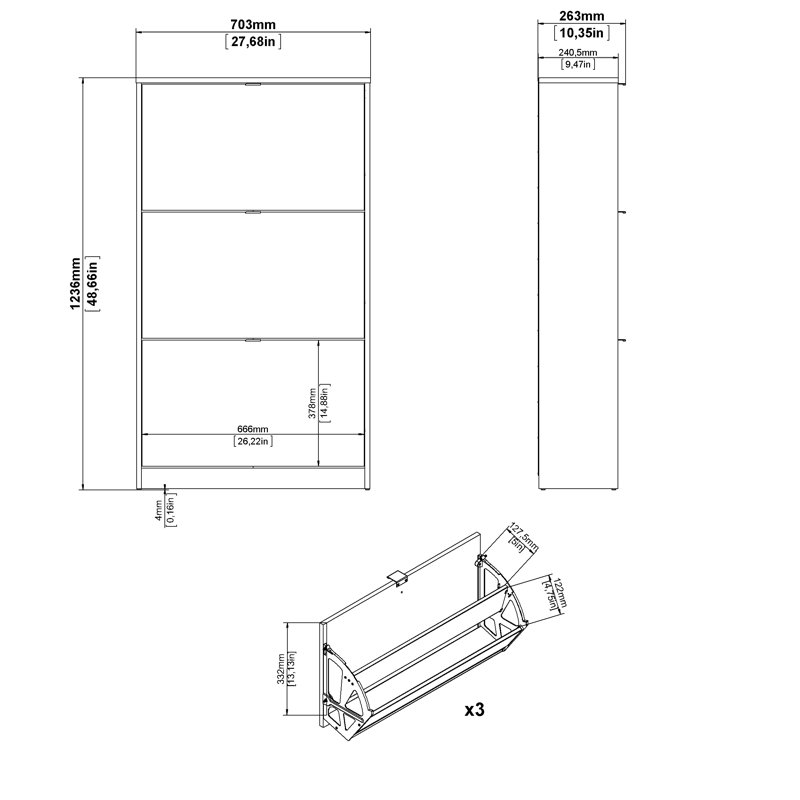 Domini 10 Pair Shoe Storage Cabinet, White