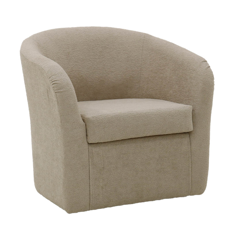 Fauteuil demi-tonneau pivotant en polyester 30,5 po Anrea, Cream Polyester Blend