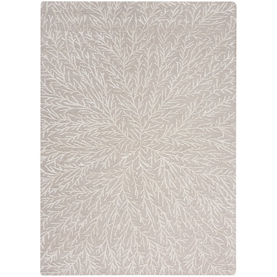Donell Hand Tufted Floral Area Rug in Taupe/White