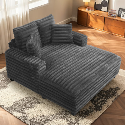 Chaise Lounge Chair Indoor With 2 Pillows, Oversized 52.8" Sleep Sofa Chair, Plush Sofa Bed For Bedroom, Living Room by Mercer41