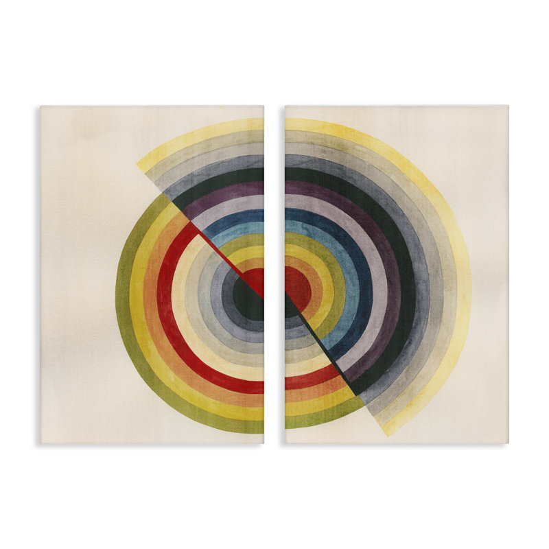  «Fading Round Split Circles», ensemble de 2 toiles murales par Grace Popp, H 24 po x l 16 po