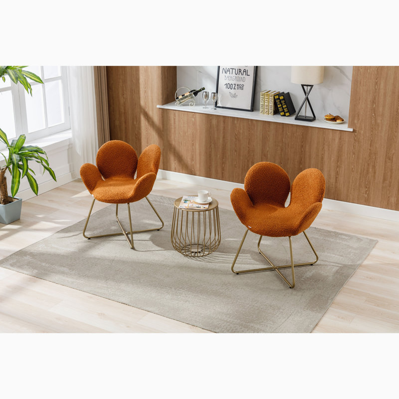 Fauteuil papillon de 26,38 pouces de large, Velours orange