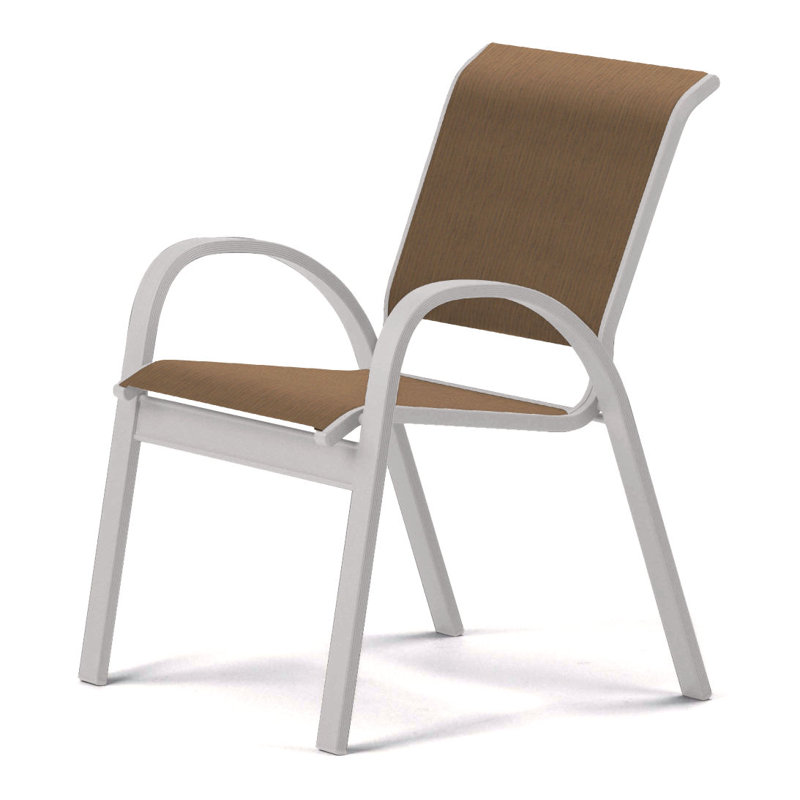 Aruba 1 Outdoor Dining Armchair, Textured Snow, Coffee Bean