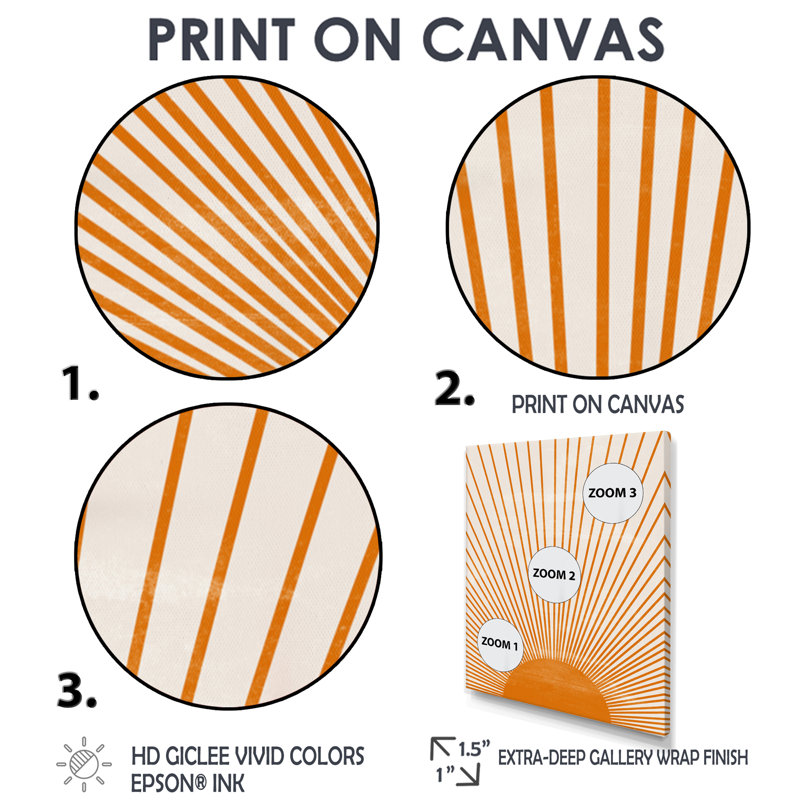 Soleil, art mural sur toile, impression graphique minimaliste orange - Orange Sun Print III, Reproduction avec cadre flottant