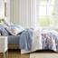 Édredon pleine fleur bleu avec draps, lavable à la machine, rembourrage en microfibre douce et drap, 11,81 po de hauteur